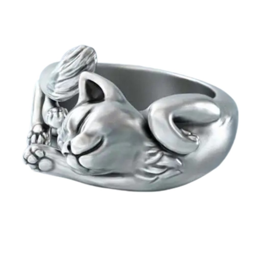 Adjustable Art Deco Cat Ring 😻 - Picture 2 of 4